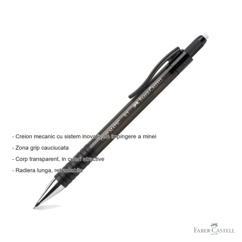 Creion mecanic Faber-Castell Grip-matic 1377, 0.7 mm, sistem automat, zona grip cauciucata [1]