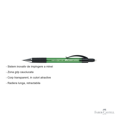 Creion mecanic Faber-Castell Grip-Matic 1377 verde, mina 0.7mm, sistem automat [1]