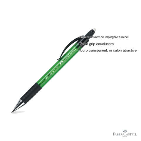Creion mecanic Faber-Castell Grip-Matic 1377 verde, mina 0.7mm, sistem automat [2]