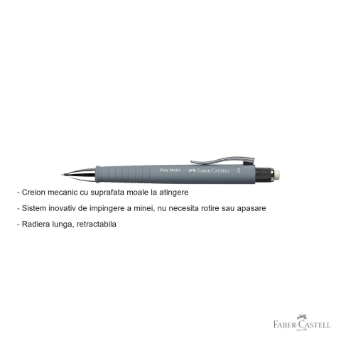 Creion mecanic Faber-Castell Poly Matic 0.7mm, grip ergonomic triunghiular, pentru scriere confortabila [1]