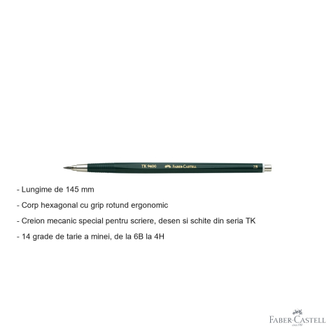 Creion mecanic Faber-Castell TK 9400 2mm 2B pentru desen tehnic si schite profesionale [1]