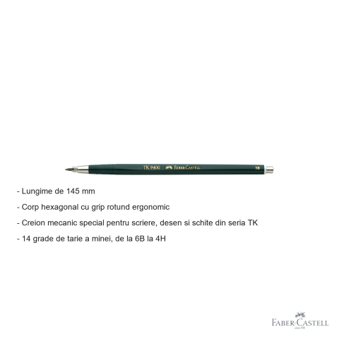 Creion mecanic Faber-Castell TK 9400 2mm duritate 3B pentru desen tehnic si schite [1]