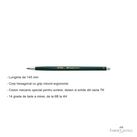 Creion mecanic Faber-Castell TK 9400 2mm duritate H pentru desen tehnic si schite profesionale [1]