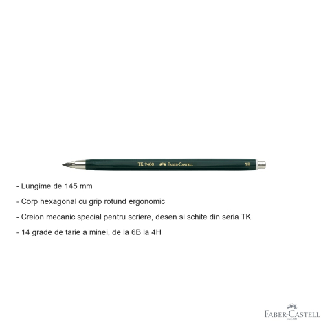 Creion mecanic Faber-Castell TK 9400 3.15mm 5B pentru desen artistic si schite tehnice [1]