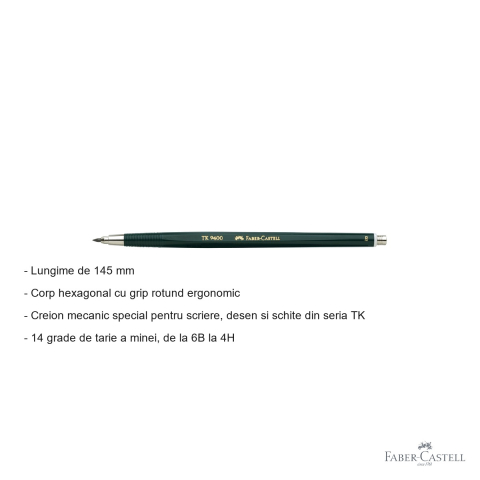 Creion mecanic Faber-Castell TK 9400-B, 2mm, grip ergonomic, pentru desen tehnic si schite [1]
