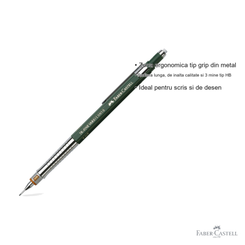 Creion mecanic Faber-Castell TK-Fine Vario L.9 1.0mm, grip ergonomic metalic, pentru scris si desen tehnic [2]