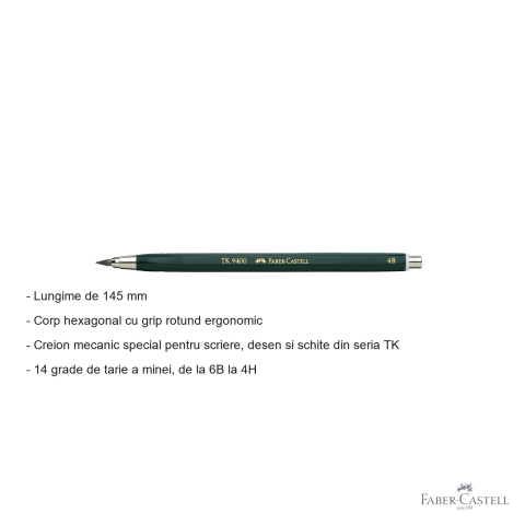 Creion mecanic Faber-Castell TK9400 3.15mm 4B pentru desen tehnic si schite profesionale [1]
