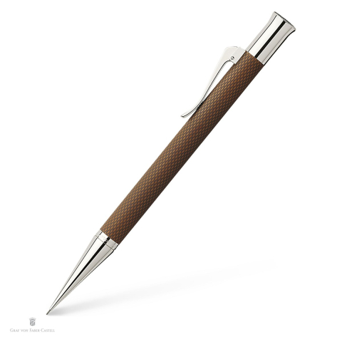 Creioane si ascutitori - Creion mecanic Graf von Faber-Castell Guilloche, mina 0.7 mm B, corp din rasina, maro coniac