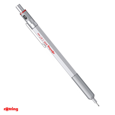 Instrumente de scris - Creion mecanic Rotring 600, mina 0.7 mm, corp din alama cromata, argintiu