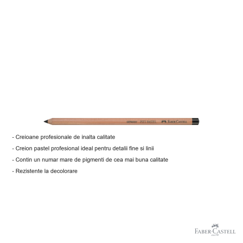 Creion pastel Pitt Faber-Castell negru, mina groasa 4.3 mm, pentru detalii fine si linii profesionale [1]
