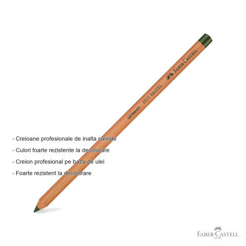 Creion pastel Pitt Faber-Castell, verde crom opac, pe baza de ulei, pentru detalii fine si contururi [1]