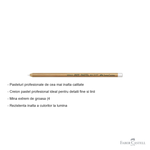 Creion pastel Pitt Soft alb Faber-Castell, mina groasa 4.3 mm, pentru detalii fine si linii [1]