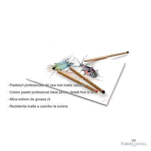 Creion pastel profesional Faber-Castell Pitt, gri rece IV, mina groasa 4.3 mm, pentru detalii fine si linii de precizie [1]