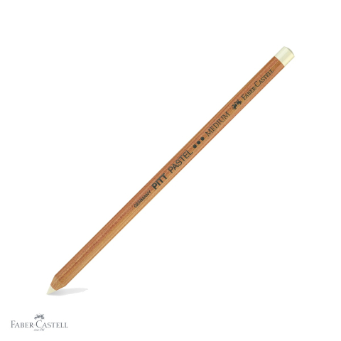 Creioane pastel soft - Creion pastel profesional Faber-Castell Pitt, mina groasa 4.3 mm, alb, pentru detalii fine si linii