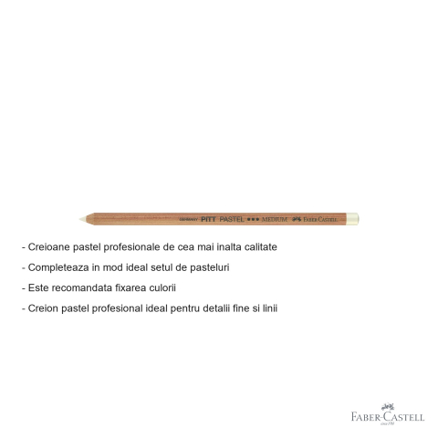 Creion pastel profesional Faber-Castell Pitt, mina groasa 4.3 mm, alb, pentru detalii fine si linii [1]