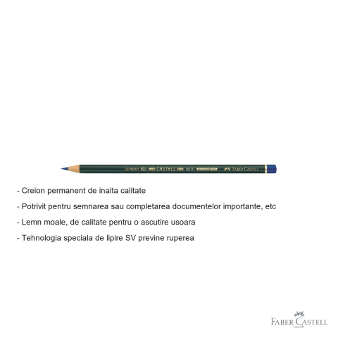 Creion permanent albastru Faber-Castell Castell Document 9609, ideal pentru semnarea documentelor oficiale [1]