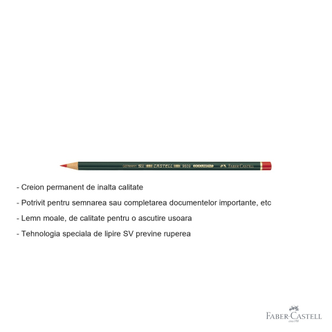 Creion permanent rosu Faber-Castell Castell Document 9609, pentru semnarea documentelor importante [1]