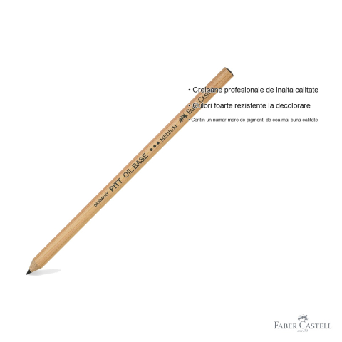 Creion ulei pastel Faber-Castell Pitt, negru mediu, pentru contururi si detalii fine [2]
