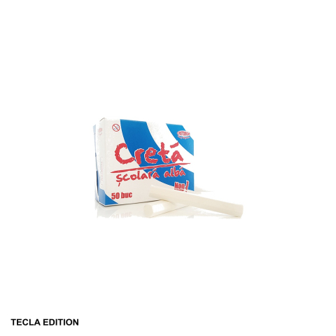 Creta si table scolare - Creta scolara alba Tecla Edition, cutie 50 bucati, scriere si desen pe tabla, fara praf