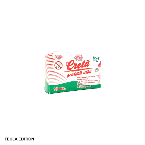 Creta si table scolare - Creta scolara alba Tecla Edition, scriere si desen pe tabla, cutie 10 bucati