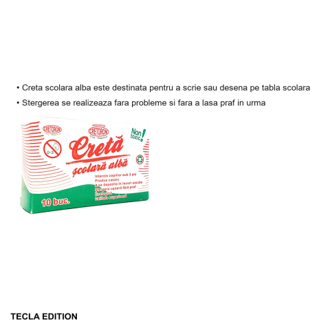 Creta scolara alba Tecla Edition, scriere si desen pe tabla, cutie 10 bucati [2]