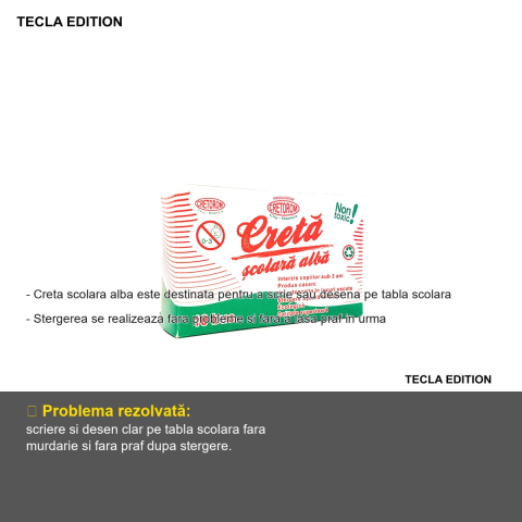 Creta scolara alba Tecla Edition, scriere si desen pe tabla, cutie 10 bucati [1]