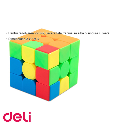 Cub magic 3x3x3 Deli, joc creativ cu 6 fete colorate, pentru copii si adulti [2]