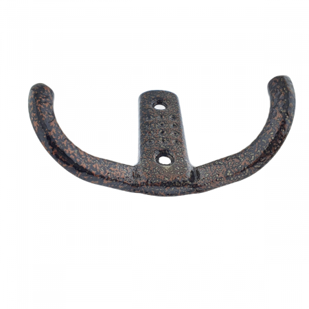 Cuier din metal pentru mobila sau perete, cu 2 agatatori de 2 cm, MOB-65284, 2 orificii de montare, dimensiuni 85 x 57 x 30 mm, maro [2]