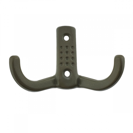 Cuiere si agatatori de perete - Cuier din metal pentru mobila sau perete, cu 2 agatatori de 2 cm, MOB-65647, 2 orificii de montare, dimensiuni 85 x 57 x 30 mm, bej