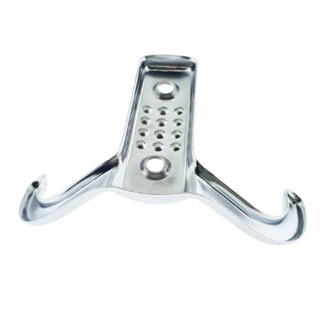 Cuier din metal pentru mobila sau perete, cu 2 agatatori de 2 cm, MOB-66895, 2 orificii de montare, dimensiuni 85 x 57 x 30 mm, crom lucios [3]