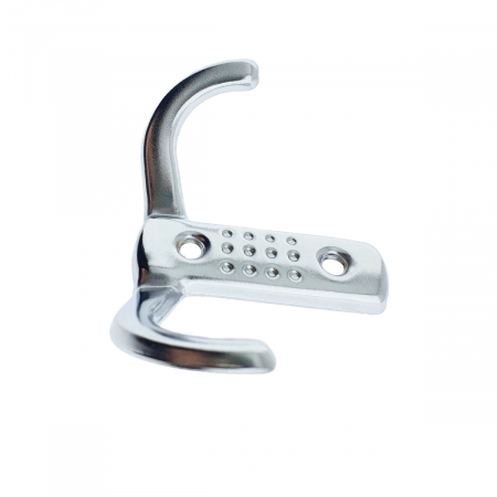 Cuier din metal pentru mobila sau perete, cu 2 agatatori de 2 cm, MOB-66895, 2 orificii de montare, dimensiuni 85 x 57 x 30 mm, crom lucios [5]