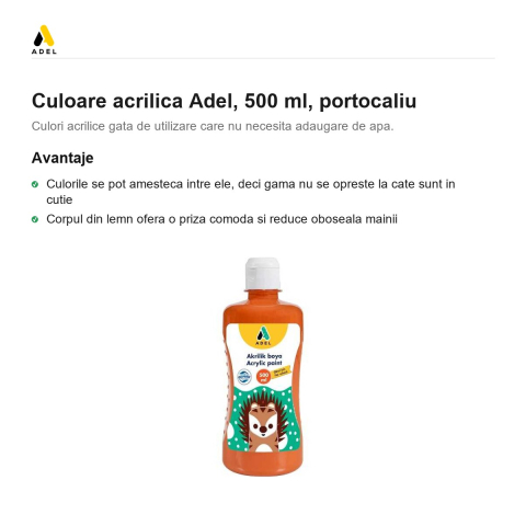 Culoare acrilica Adel, 500 ml, portocaliu [1]