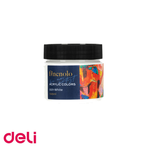 Birotica papetarie - Culoare acrilica alba Deli Finenolo, 100 ml, acoperire intensa, pentru pictura si proiecte creative