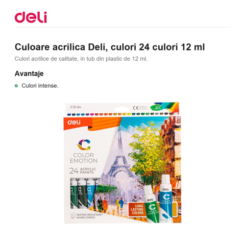 Culoare acrilica Deli, culori 24 culori 12 ml [1]