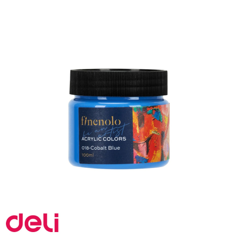 Birotica papetarie - Culoare acrilica Deli Finenolo 100ml, albastru cobalt, acoperire intensa, pentru pictura si hobby