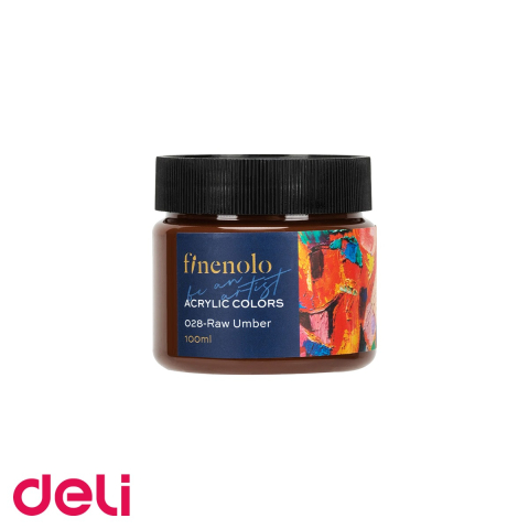 Birotica papetarie - Culoare acrilica Deli Finenolo maro ars 100ml, acoperire intensa, pentru pictura si proiecte creative