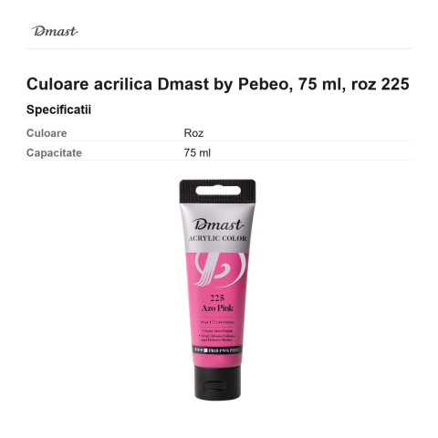 Culoare acrilica Dmast by Pebeo, 75 ml, roz 225 [2]