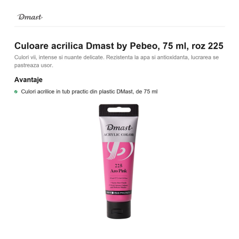 Culoare acrilica Dmast by Pebeo, 75 ml, roz 225 [1]