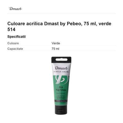 Culoare acrilica Dmast by Pebeo, 75 ml, verde 514 [2]