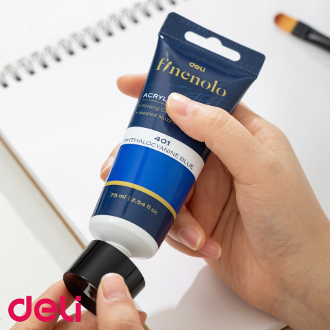 Culoare acrilica in tub Deli, 75 ml, negru intens, pentru pictura si proiecte creative [3]