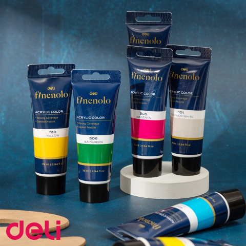 Culoare acrilica in tub Deli, albastru cobalt, 75 ml, acoperire intensa, pentru pictura si hobby [3]