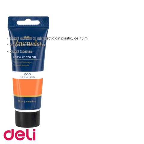 Culoare acrilica in tub Deli, nuanta scortisoara, 75 ml, acoperire intensa, pentru pictura si proiecte creative [2]