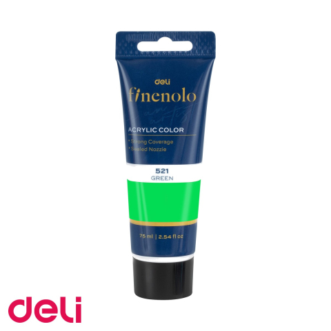 Acuarele, pensule si blocuri de desen - Culoare acrilica in tub Deli, nuanta vernil, 75 ml, acoperire intensa, pentru pictura si proiecte creative