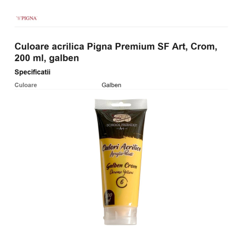 Culoare acrilica Pigna Premium SF Art, 200 ml crom, galben [2]