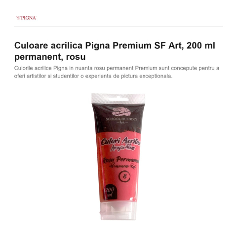Culoare acrilica Pigna Premium SF Art, 200 ml permanent, rosu [1]