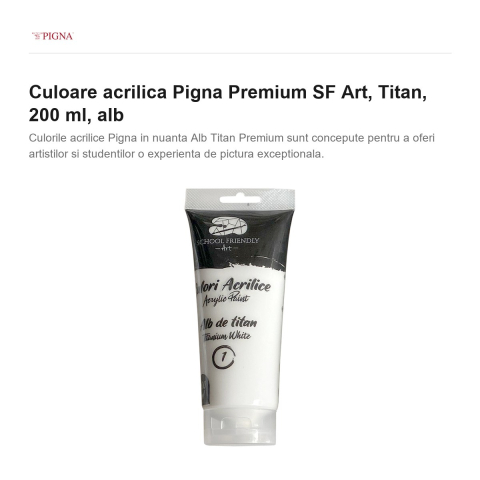 Culoare acrilica Pigna Premium SF Art, 200 ml titan, alb [1]