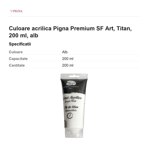 Culoare acrilica Pigna Premium SF Art, 200 ml titan, alb [2]