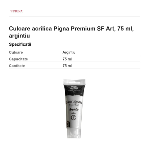 Culoare acrilica Pigna Premium SF Art, 75 ml, argintiu [2]