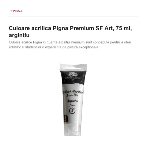 Culoare acrilica Pigna Premium SF Art, 75 ml, argintiu [1]