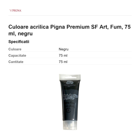 Culoare acrilica Pigna Premium SF Art, 75 ml fum, negru [2]
